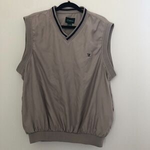 Catalina Windbreaker Vest Mens Large Dark Tan Polyester Ribbed V-Neck Pullover‎